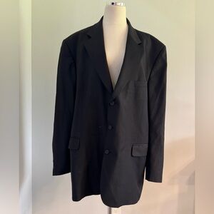 MENS Oleg Cassini Elegant Wool Black Pinstriped Blazer